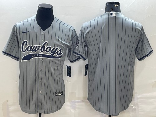 Men's Dallas Cowboys Blank Gray With Patch Cool Base Stitched Baseball Jersey